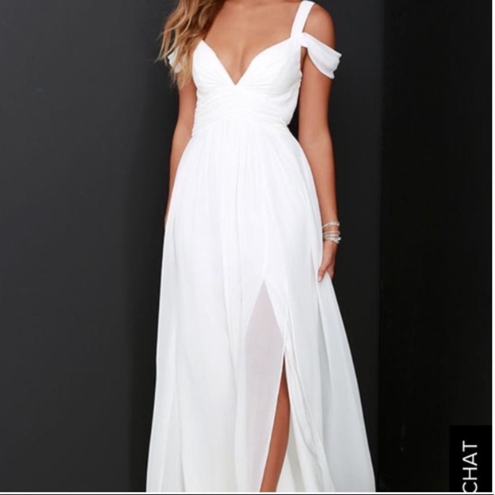 Lulu's Oceans of Elegance Ivory Maxi Dress Bride